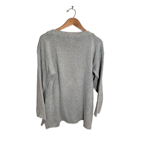 Flax Mock Neck Sweater Womens Size Small Medium Cotton Nylon‎ Pocket Gray Green - Picture 2 of 8